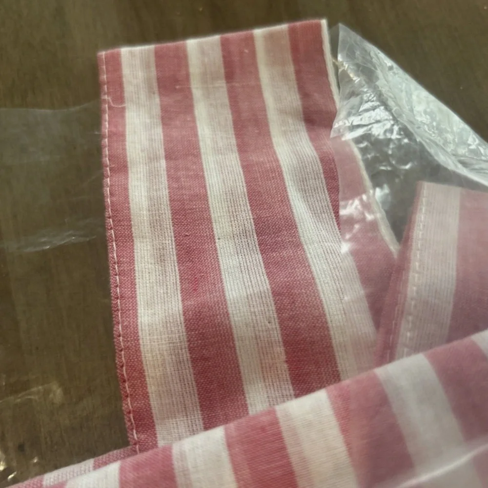Pink and White Striped Linen Curtains